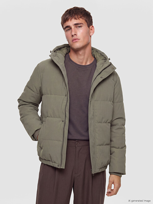 LCW Vision Man Green Puffer Coat