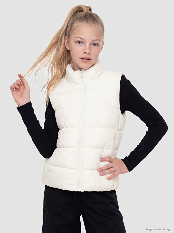 LCW Kids Mock Neck Girls' Quilted Puffer Vest