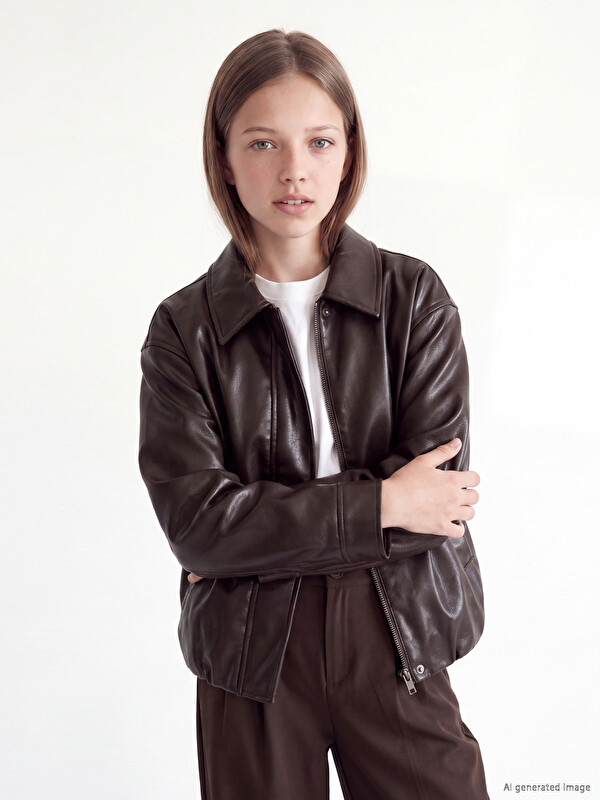 LCW Kids Faux Leather Girls' Coat