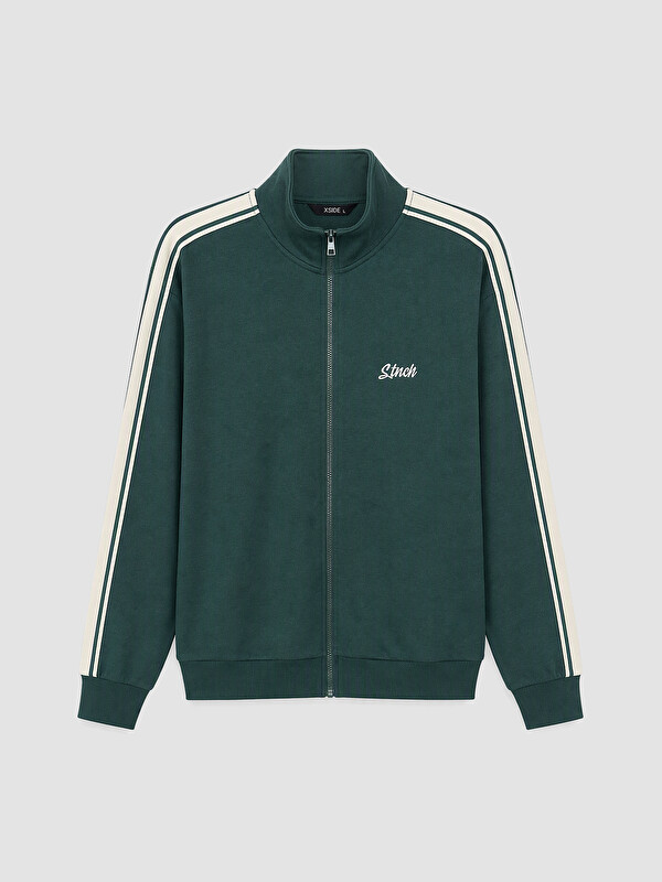 XSIDE Man Green Zip-Up Sweatshirt