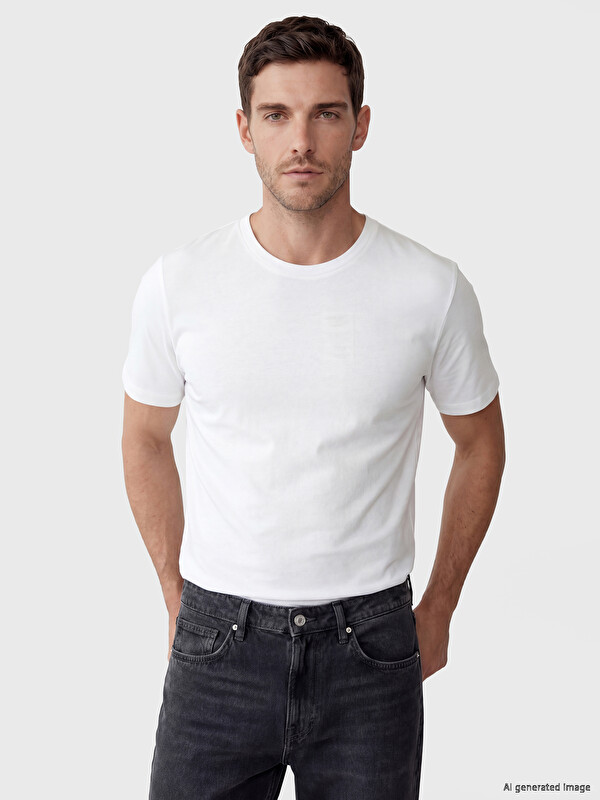 LCWAIKIKI Classic T-shirt për burra, përshtatje e rregullt, 100% pambuk