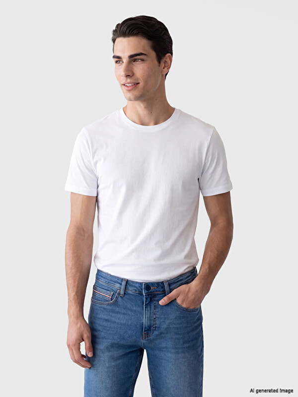 LCWAIKIKI Classic Slim Fit Bisiklet Yaka Erkek Tişört