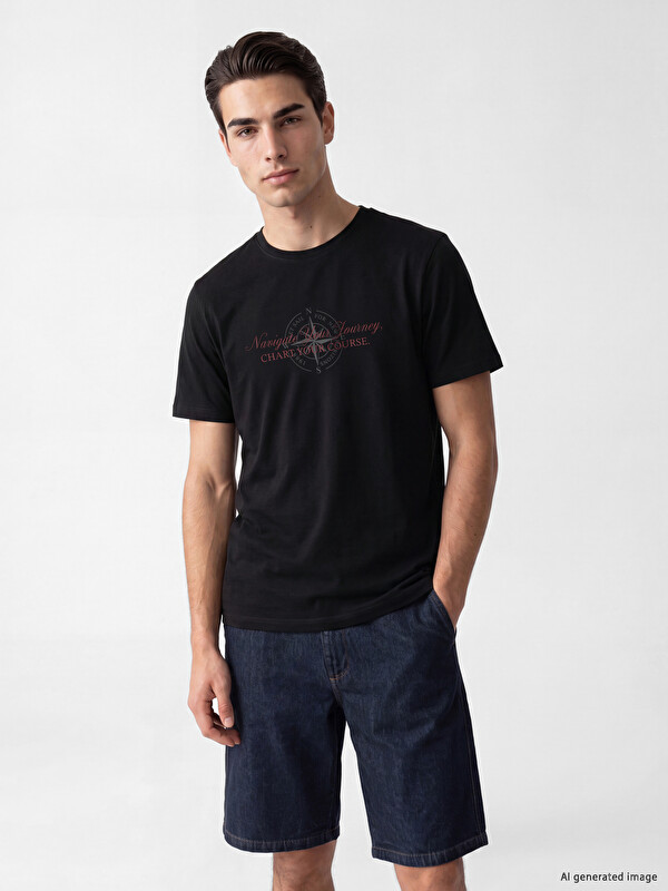 LCWAIKIKI Classic Man Black T-Shirt