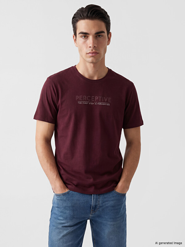 LCWAIKIKI Classic Mann Burgund T-shirt