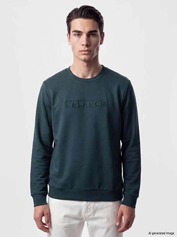 LCWAIKIKI Classic Kabartma Baskılı Erkek Sweatshirt