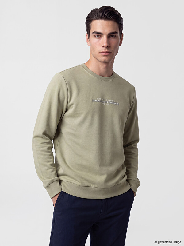 LCWAIKIKI Classic Man Green Sweatshirt