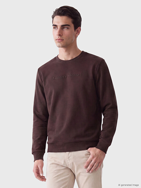 LCWAIKIKI Classic Crew Neck Printed Men's Thick Sweatshirt