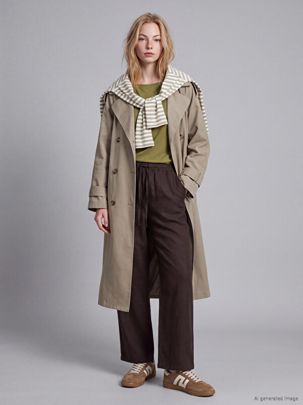 XSIDE Jacket Collar Belted Women's Trench Coat