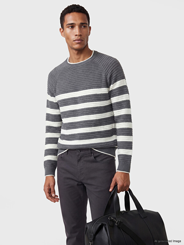 LCW Vision Crew Neck Striped Men's Knitwear Sweater