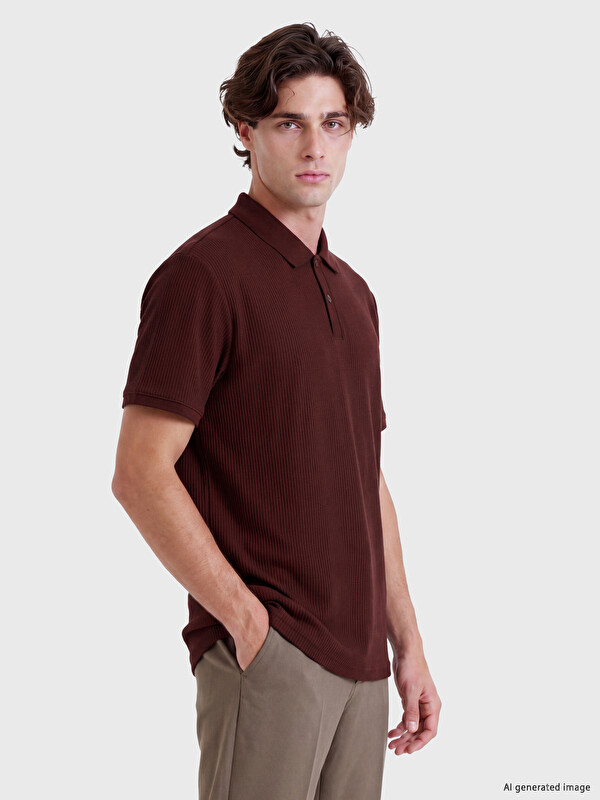 LCW Vision Polo Collar Ribbed Men's T-shirt