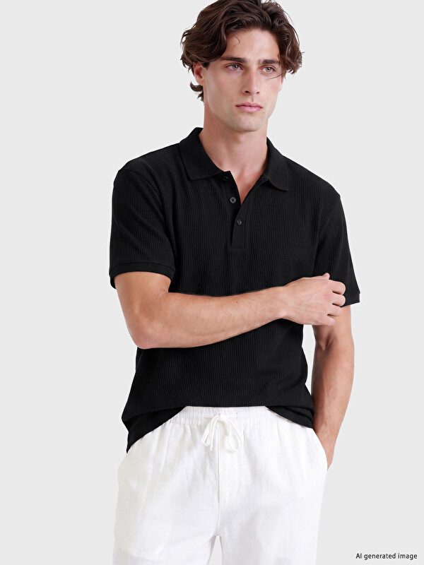 LCW Vision Polo Collar Ribbed Men's T-shirt