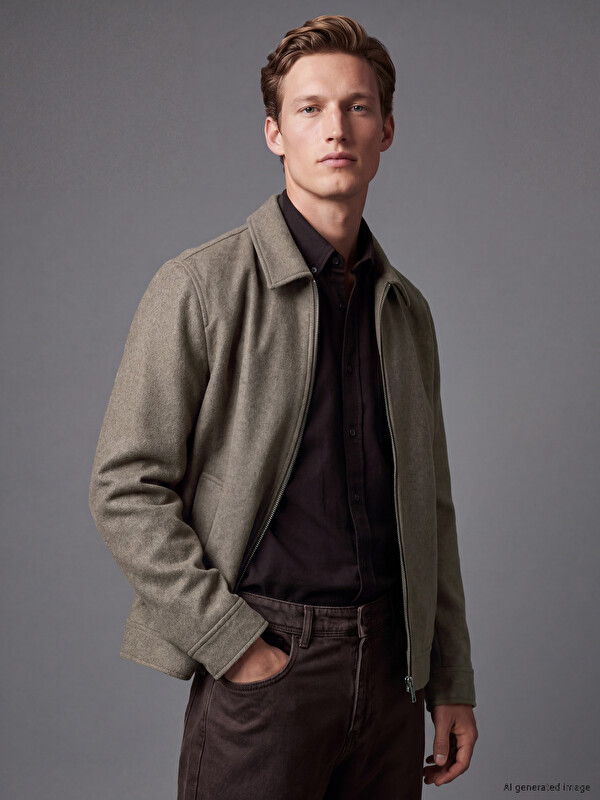 SOUTHBLUE Regular Fit Shirt Collar Cachet Men's Coat