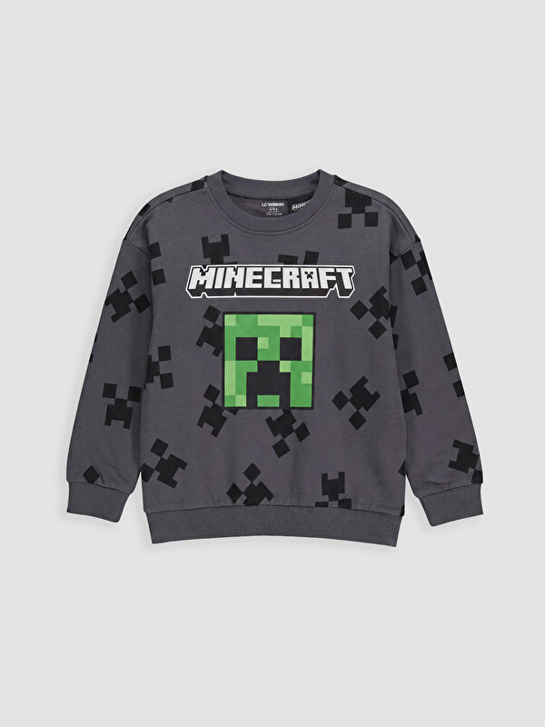 LCW Kids Minecraft Baskılı Erkek Çocuk Sweatshirt