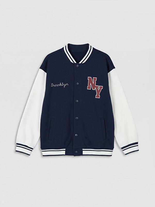 LCW Kids Baseball Collar Embroidered Boys' Jacket