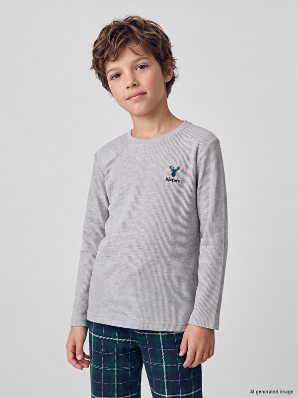 LCW Kids Nakışlı Erkek Çocuk Pijama Üst