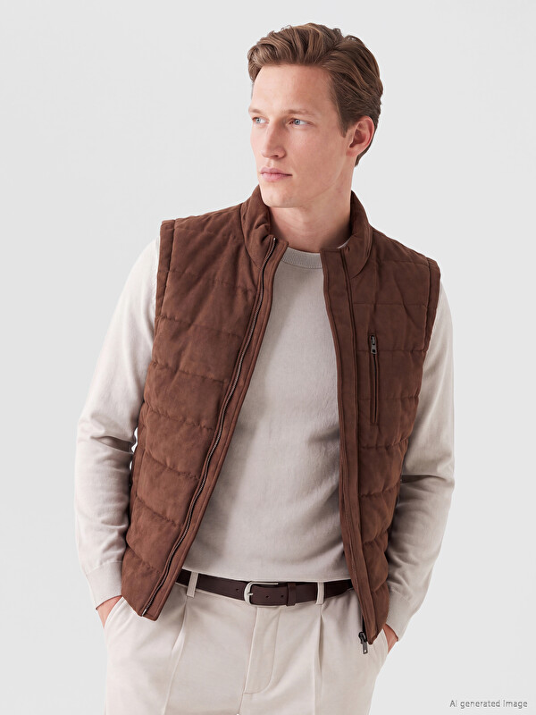 SOUTHBLUE Man Brown Puffer Gilet