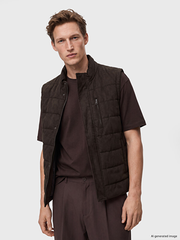 SOUTHBLUE Man Brown Puffer Gilet