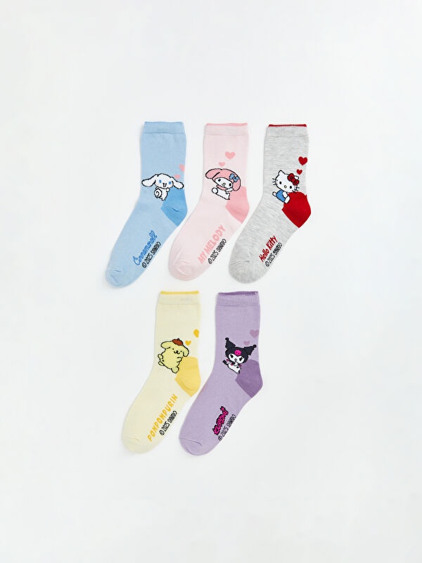 LCW Kids Hello Kitty Desenli Kız Çocuk Soket Çorap 5'li