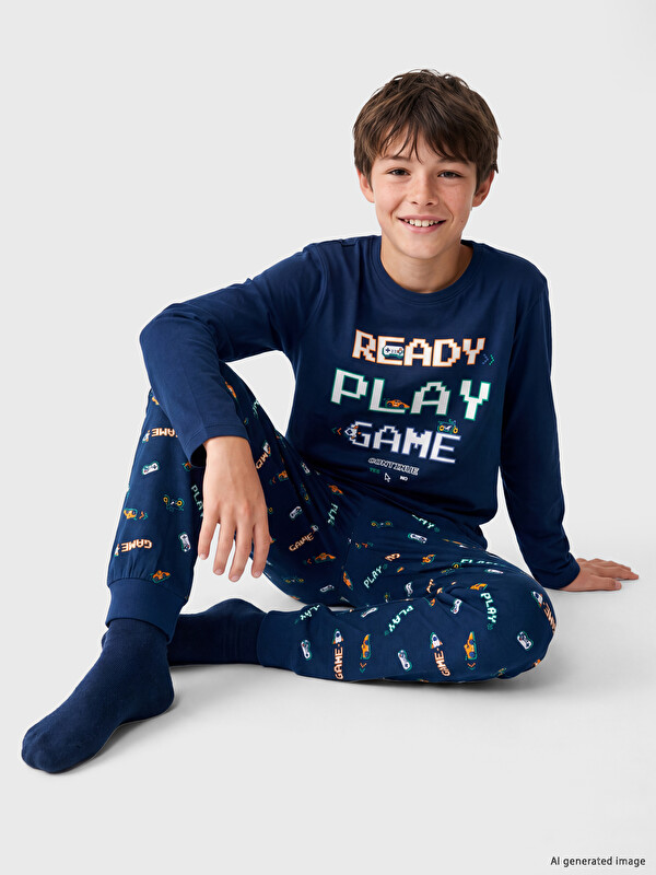 LCW Kids Crew Neck Boys' Pyjamas Set