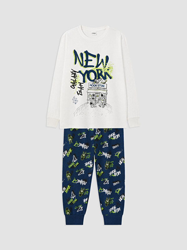 LCW Kids New York Baskılı Erkek Çocuk Pijama Takım