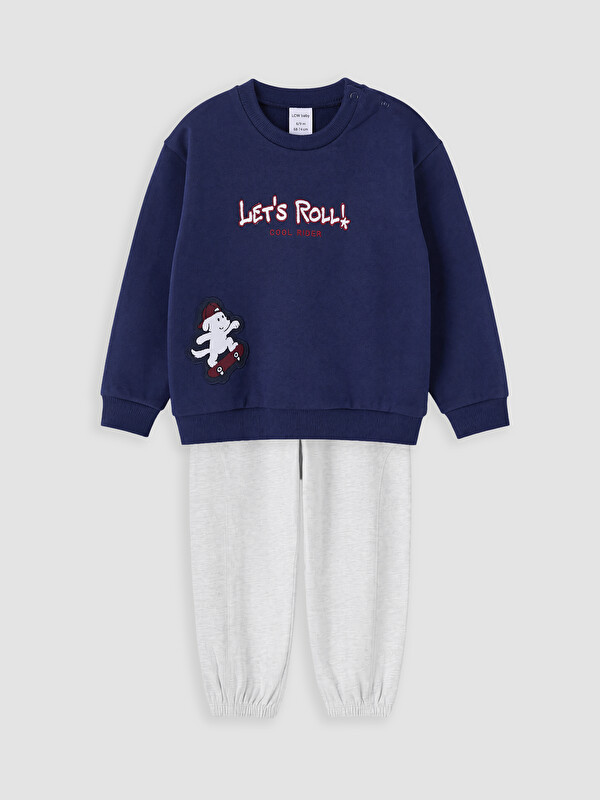 LCW baby Baskılı Erkek Bebek Sweatshirt ve Eşofman Takımı