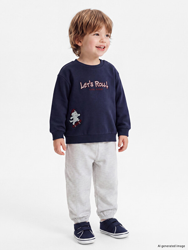 LCW baby Printed Baby Boys' Sweatshirt and Tracksuit Set