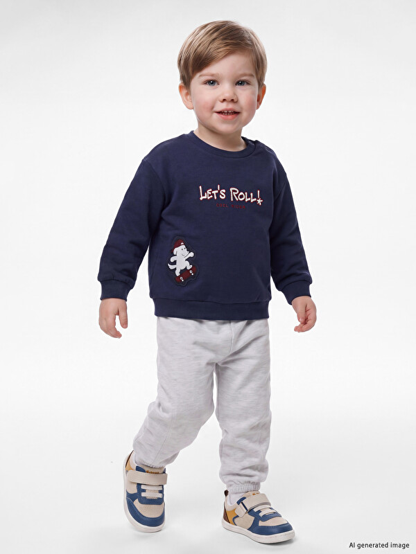 LCW baby Baskılı Erkek Bebek Sweatshirt ve Eşofman Takımı