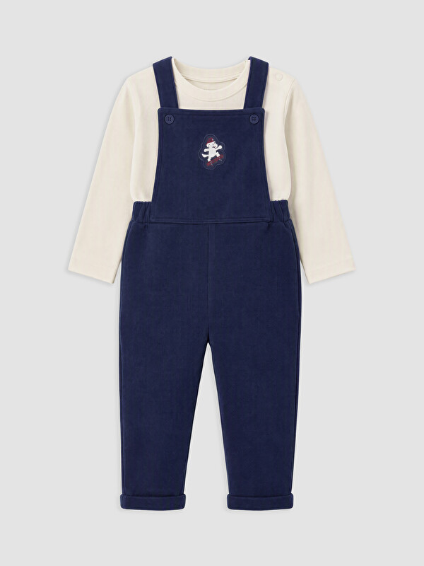 LCW baby Nakışlı Erkek Bebek Salopet ve Tişört Takımı