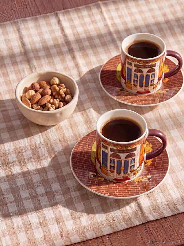 LCW HOME Baskılı 2 Kişilik Porselen Kahve Fincan Takımı 90 ml