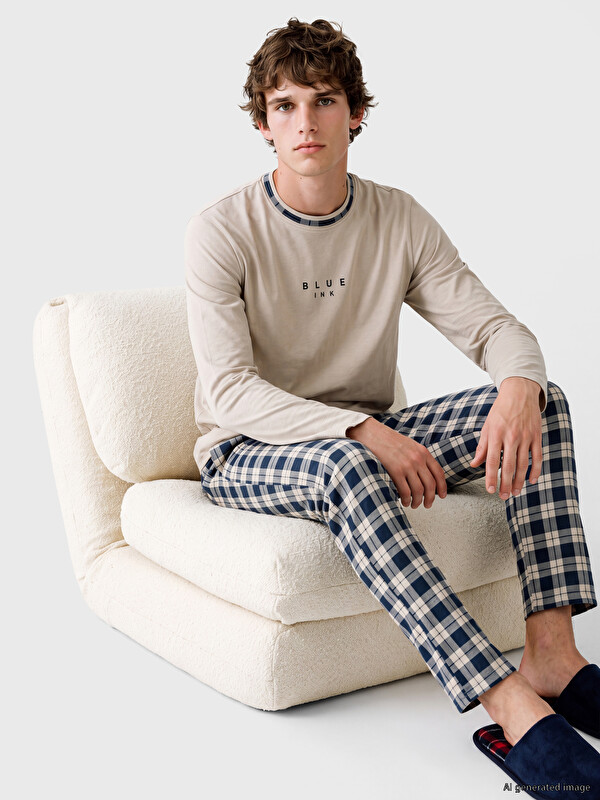 LC WAIKIKI Regular Fit Plaid Men's Pyjamas Set