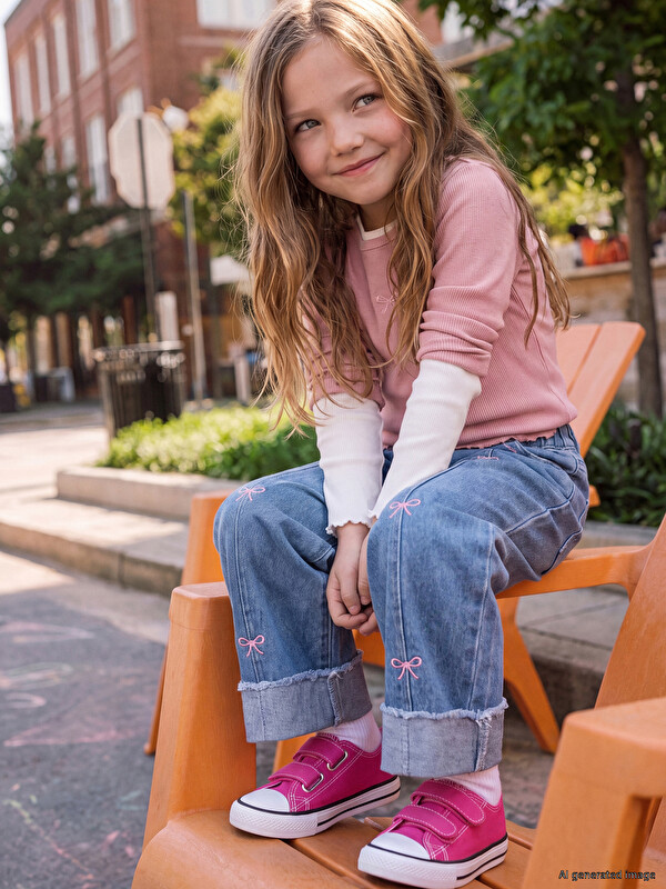 LCW Kids Bow Embroidered Girls' Jeans