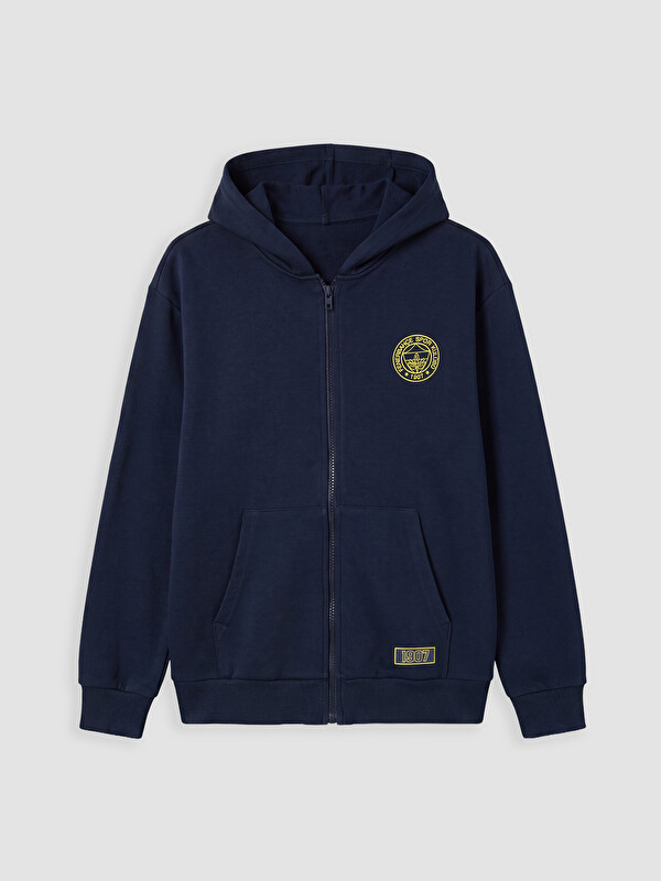LCW Kids Kapüşonlu Fenerbahçe Baskılı Erkek Çocuk Fermuarlı Sweatshirt