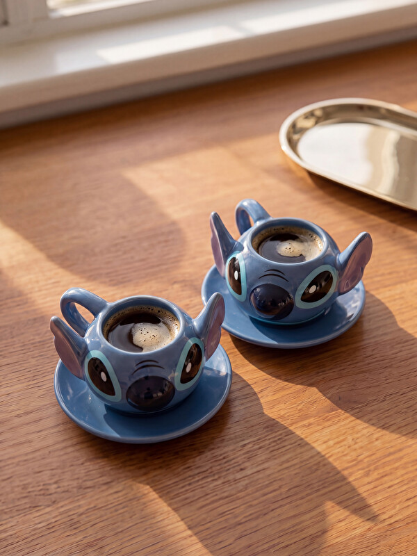 LCW HOME Stitch Baskılı Seramik 2 Kişilik Porselen Kahve Fincan Takımı 100 ml