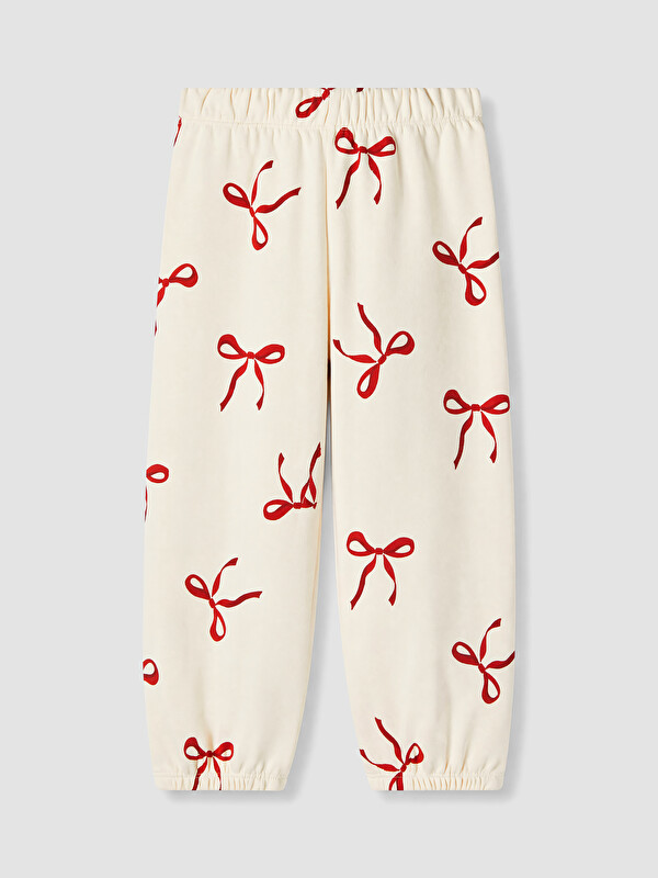 LCW baby Bow Printed 3 Thread Girls' Sweatpants