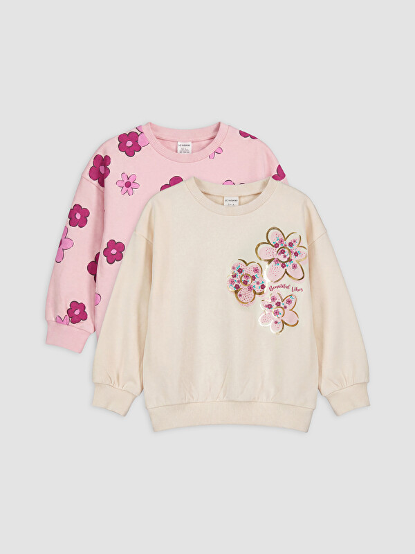 LCW Kids Çiçekli Kız Çocuk 2'li Sweatshirt
