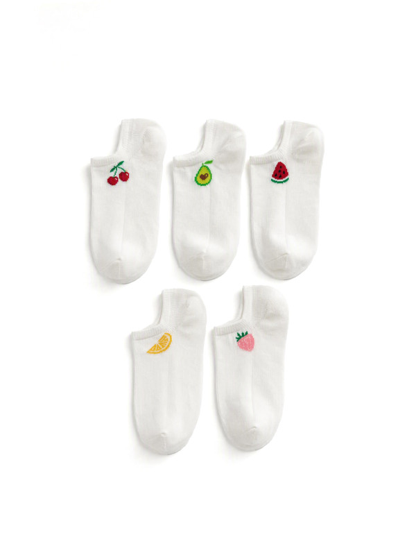 LCW DREAM Fruit Patterned Women's Sneaker Socks 5-pack