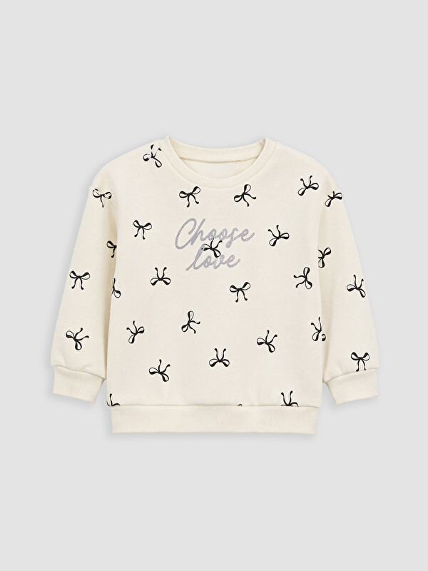 LCW Kids Fiyonk Baskılı Kız Çocuk Kalın Sweatshirt