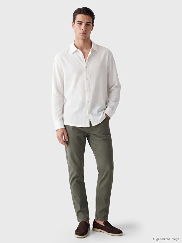 LCWAIKIKI Classic Pantaloni chino Kaki Bărbat