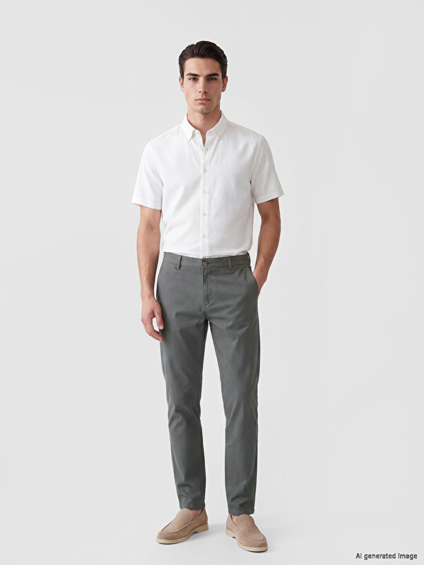 LCWAIKIKI Classic Internal Elasticated Waist Gabardine Men's Chino Trousers