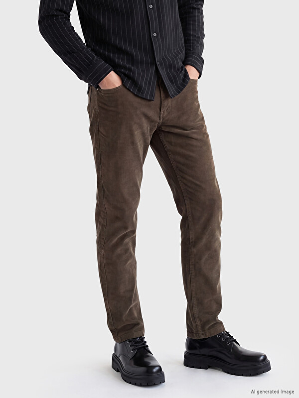 LCWAIKIKI Classic Pantaloni din Catifea pentru Bărbați cu Croială Standard