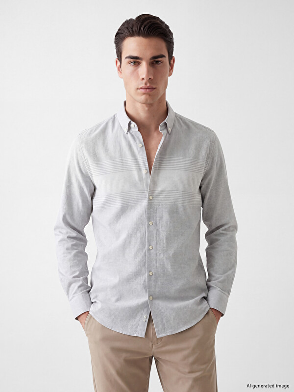 LCWAIKIKI Classic Regular Fit Striped Dobby Men's Shirt