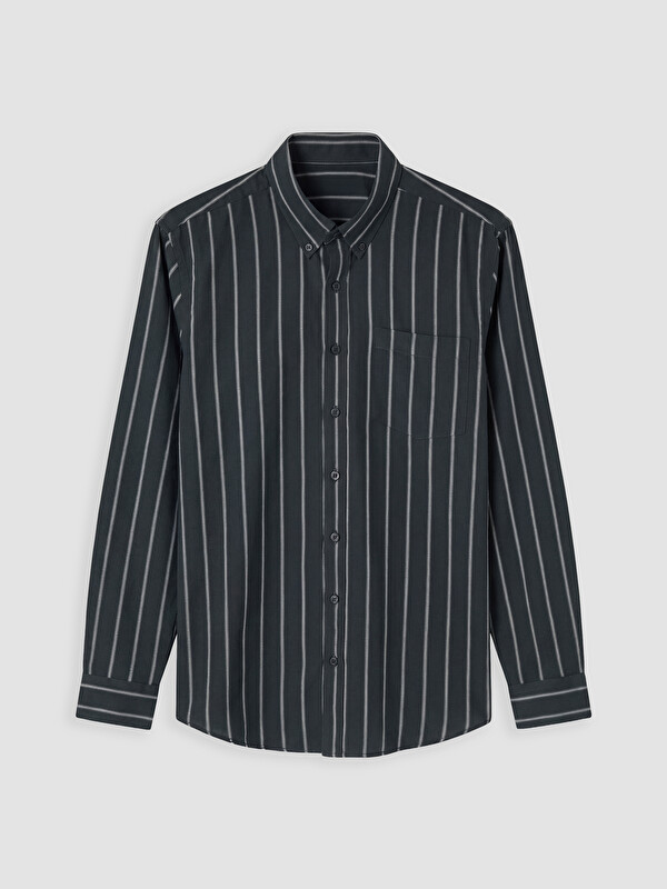 LCWAIKIKI Classic Regular Fit Gestreiftes Oxford Herrenhemd