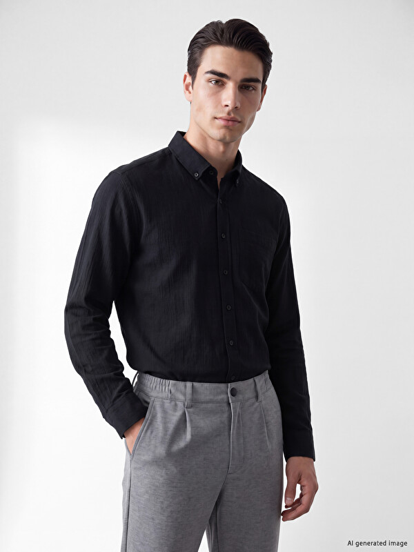LCWAIKIKI Classic Regular Fit Armürlü Erkek Gömlek