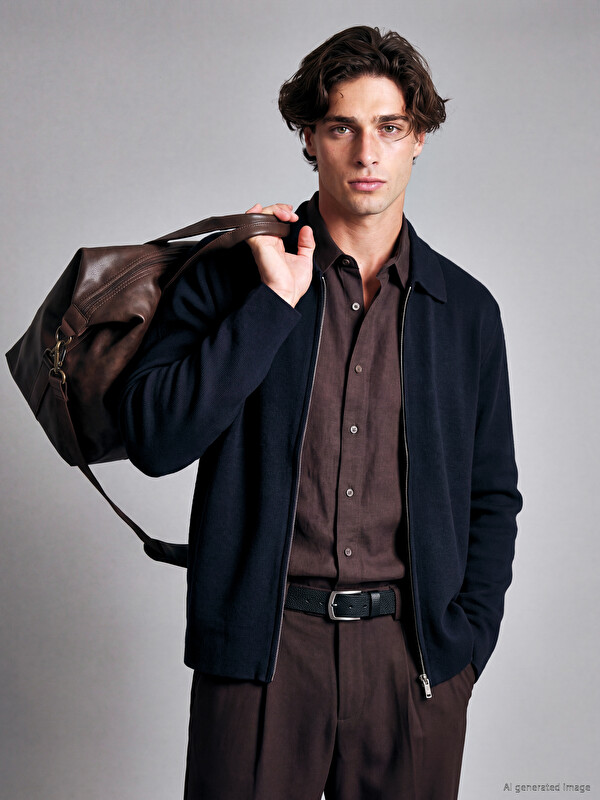 LCW Vision Polo Collar Men's Knitwear Cardigan