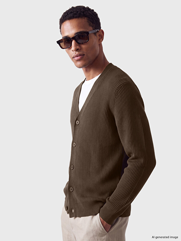 LCW Vision Regular Fit V Yaka Erkek Triko Hırka