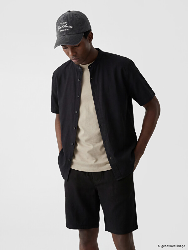 XSIDE Regular Fit Grandad Collar Poplin Men's Shirt