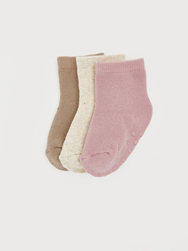 LCW baby Non-Slip Sole Baby Girls' Ankle Socks 3-Pack
