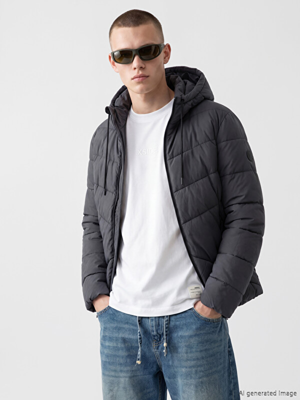 XSIDE Regular Fit Kapüşonlu Erkek Şişme Mont