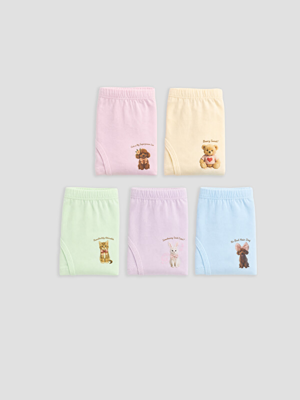 LCW Kids Printed Girls' Boxer 5 Pack