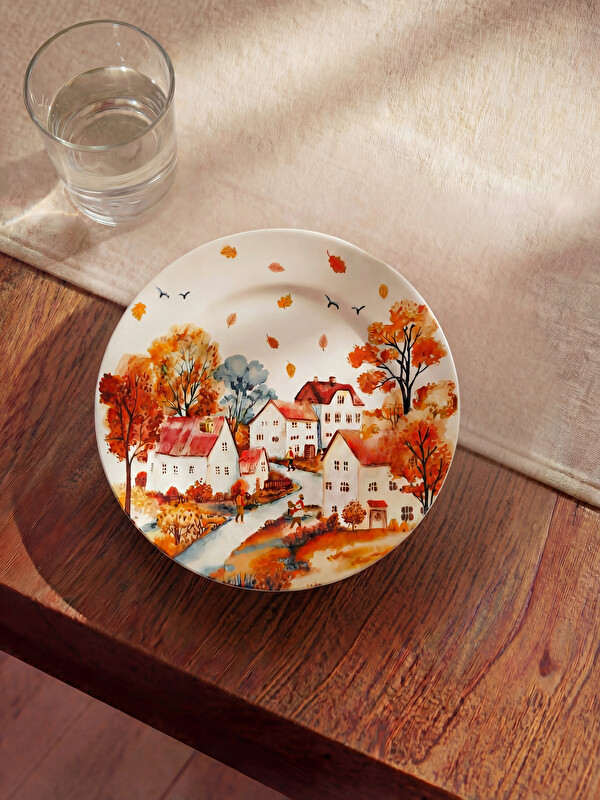 LCW HOME Autumn Printed Porcelain Cake Plate